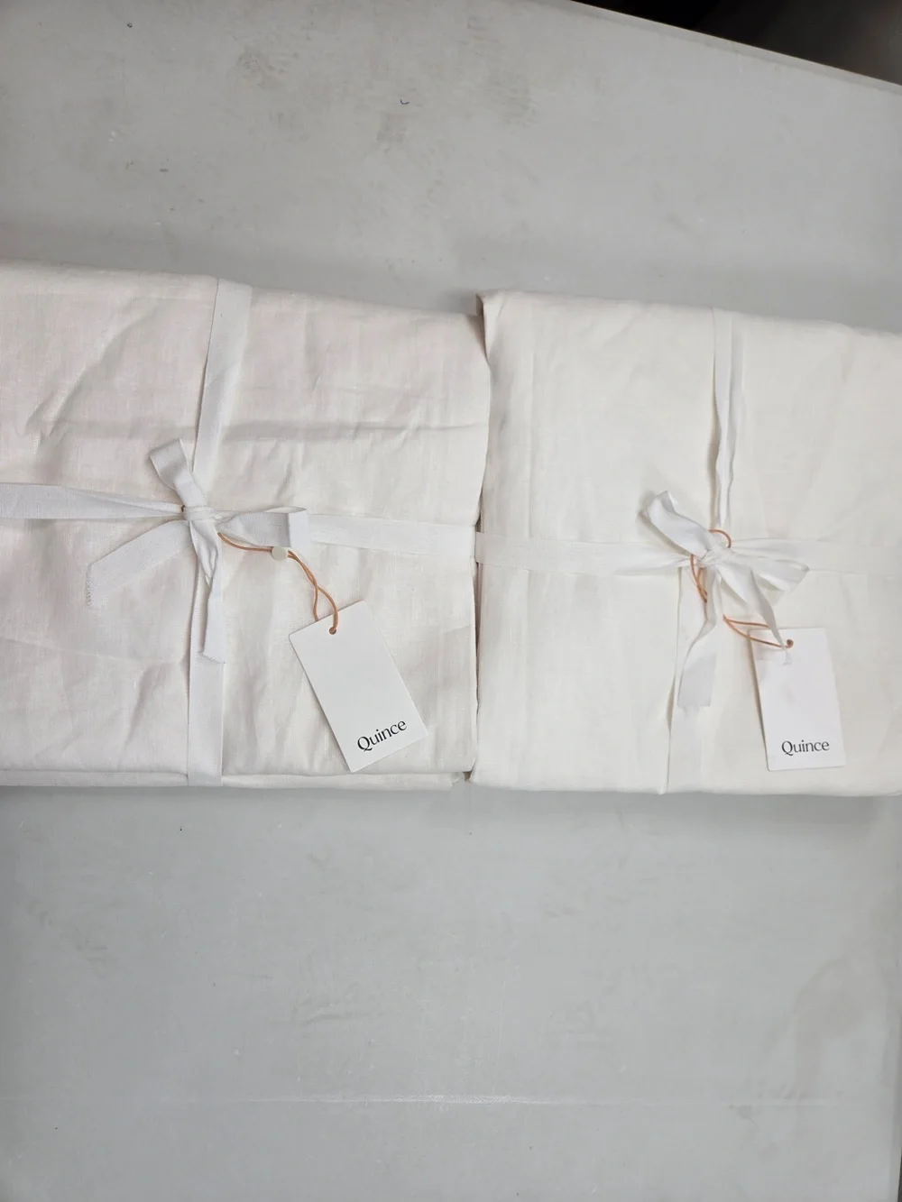 NWT QUINCE Set Of 2 48x96 European Linen Curtains Cream 9513